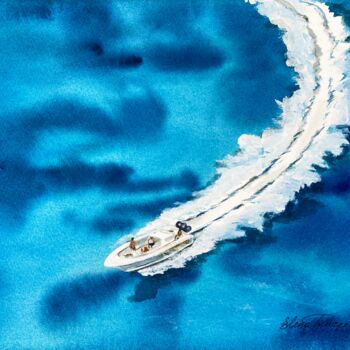 Картина под названием ""Wave Time!" Speed…" - Elena Tuncer, Подлинное произведение искусства, Акварель