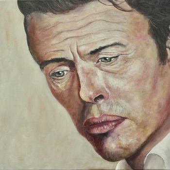 Schilderij getiteld "Jacques Brel" door Christian Carrette, Origineel Kunstwerk, Olie