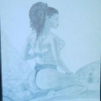 Painting titled "Donna sulla spiaggia" by Noir, Original Artwork