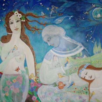 Pintura intitulada "El milagro de la ga…" por Maika, Obras de arte originais, Acrílico