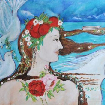 Peinture intitulée "Mujer del mar" par Maika, Œuvre d'art originale, Acrylique