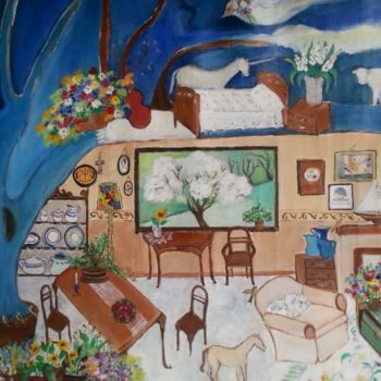 Pintura intitulada "Mi casa en el arbol…" por Maika, Obras de arte originais, Acrílico