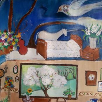 Pintura intitulada "Mi casa en el arbol…" por Maika, Obras de arte originais, Acrílico