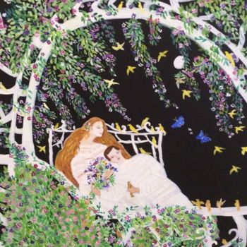 Schilderij getiteld "Romance en nocturno" door Maika, Origineel Kunstwerk, Acryl