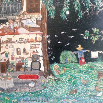 Картина под названием "La casa de Margot" - Maika, Подлинное произведение искусства, Акрил
