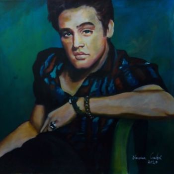 Schilderij getiteld "Retrato Elvis Presl…" door Vanesca Conká, Origineel Kunstwerk, Acryl