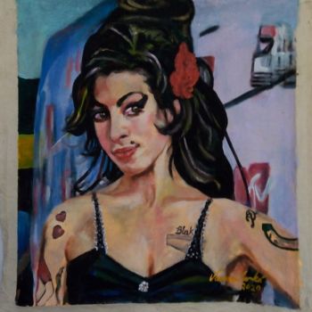 Painting titled "Retrato de Amy Wine…" by Vanesca Conká, Original Artwork, Acrylic