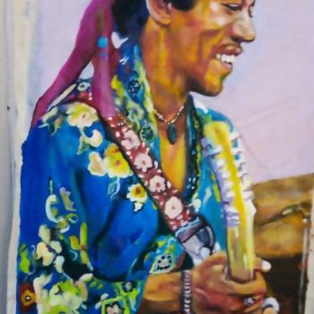 Painting titled "Retrato Jimmy Hendr…" by Vanesca Conká, Original Artwork, Acrylic