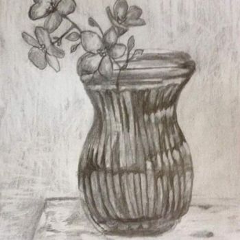 Dessin intitulée "Vaso de flor" par Vanesca Conká, Œuvre d'art originale, Crayon
