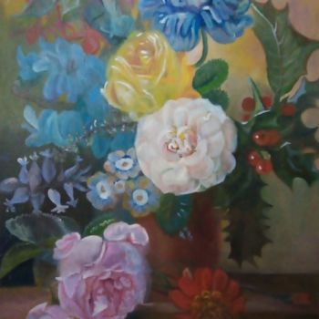 Картина под названием "Vaso de flores" - Vanesca Conká, Подлинное произведение искусства, Масло