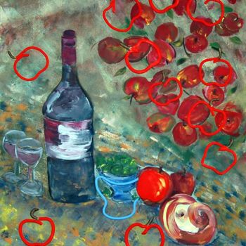 Pintura titulada "Collage de Pommes" por Diana Ingrid Michat, Obra de arte original, Acrílico