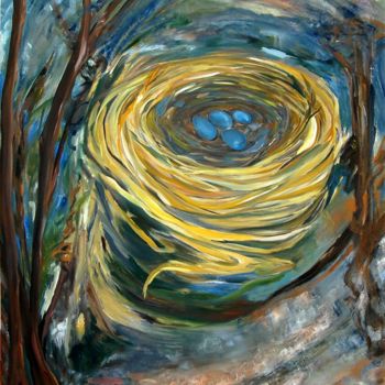 Painting titled "The Nest" by Diana Ingrid Michat, Original Artwork, Oil