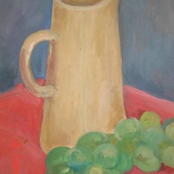 Pintura titulada "Uvas junto al jarron" por Gabriela Borges Carvalho, Obra de arte original
