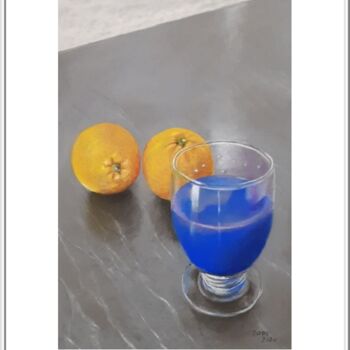 제목이 "Jus d'orange bleu"인 그림 Artelierdedomi로, 원작, 파스텔