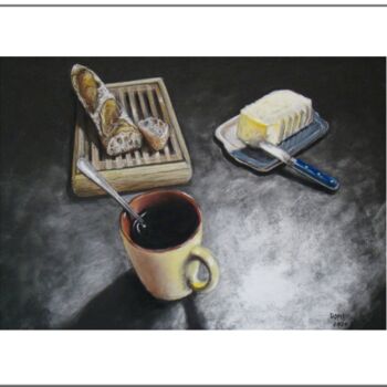 Dessin intitulée "Café noir" par Artelierdedomi, Œuvre d'art originale, Pastel