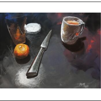 Dessin intitulée "Miel et couteau" par Artelierdedomi, Œuvre d'art originale, Pastel