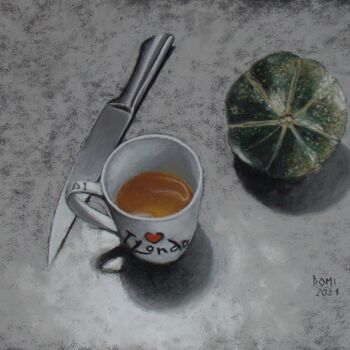 Рисунок под названием "Melon et thé vert" - Artelierdedomi, Подлинное произведение искусства, Пастель