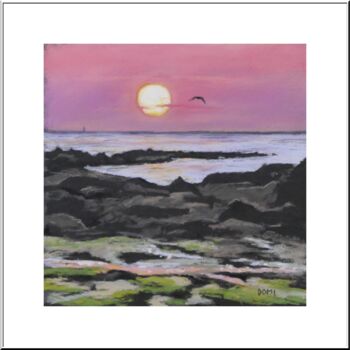 Painting titled "Coucher de soleil" by Artelierdedomi, Original Artwork, Pastel