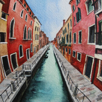 Pintura intitulada "Venice in february" por Artiom Iavorskii, Obras de arte originais, Aquarela