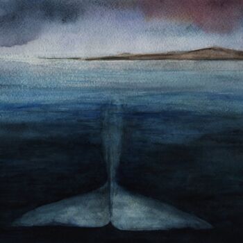 Peinture intitulée "White whale" par Artiom Iavorskii, Œuvre d'art originale, Aquarelle