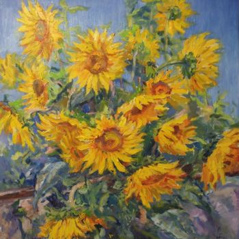 Картина под названием "Sunflowers" - Artem Brazhnik, Подлинное произведение искусства, Масло