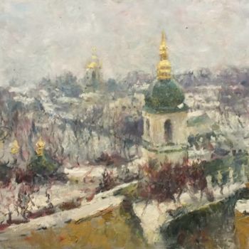 「Winter in Kiev」というタイトルの絵画 Artem Brazhnikによって, オリジナルのアートワーク, オイル