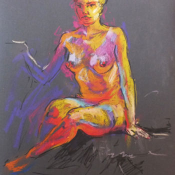 Desenho intitulada "Nude" por Artem Brazhnik, Obras de arte originais, Pastel