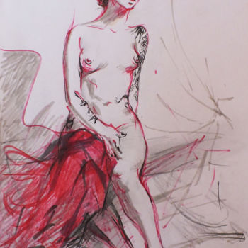 Рисунок под названием "Nude" - Artem Brazhnik, Подлинное произведение искусства, Маркер