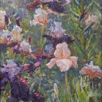 Malerei mit dem Titel "Irises" von Artem Brazhnik, Original-Kunstwerk, Öl