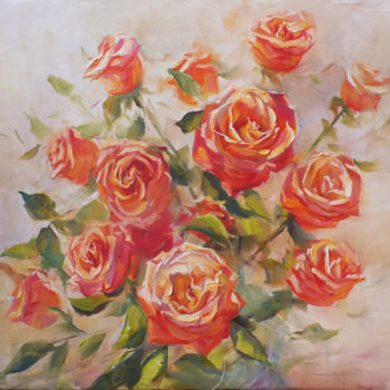 Pittura intitolato "Roses" da Artem Brazhnik, Opera d'arte originale, Olio
