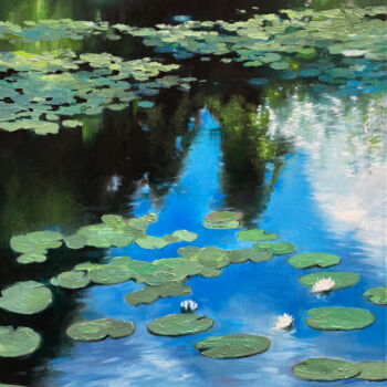 Painting titled ""Water-Lilies "orig…" by Artem Grunyka, Original Artwork, Oil