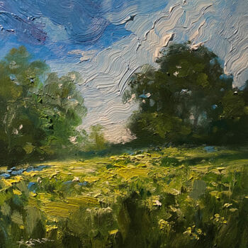 Painting titled "Field Paths" by Artem Grunyka, Original Artwork, Oil