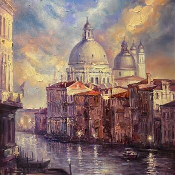 Painting titled "“ Venice ”" by Artem Grunyka, Original Artwork, Oil Mounted on Wood Stretcher frame