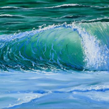 Malerei mit dem Titel "Wave seascape" von Artem Kolesnikov, Original-Kunstwerk, Öl