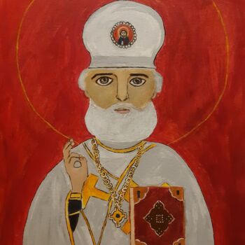 Painting titled "St.Nicholas" by Artem Lukasevych, Original Artwork, Acrylic
