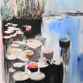 Painting titled "Lotus 3" by Artem Pavlyukov, Original Artwork, Watercolor