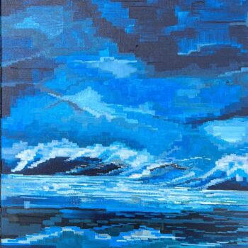 Painting titled "ice Wave" by Artem Danevych, Original Artwork, Acrylic