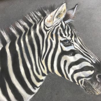 Drawing titled "Zebra" by Artémis, Original Artwork, Pastel