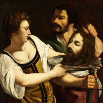 Painting titled "Salome with the Hea…" by Artemisia Gentileschi, Original Artwork, Oil
