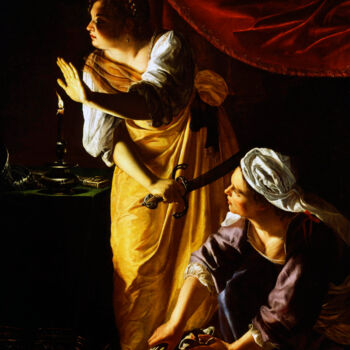 Peinture intitulée "Judith and her Maid…" par Artemisia Gentileschi, Œuvre d'art originale, Huile