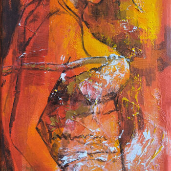 Painting titled "Serie Nudity. The T…" by Artem Usá, Original Artwork, Acrylic Mounted on Wood Stretcher frame