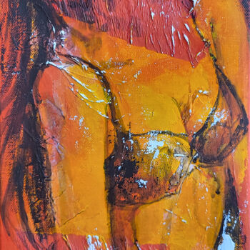 Painting titled "Serie Nudity. The T…" by Artem Usá, Original Artwork, Charcoal Mounted on Wood Stretcher frame