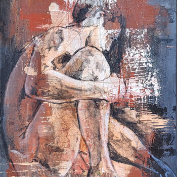 Schilderij getiteld "Serie Nudity. #The…" door Artem Usá, Origineel Kunstwerk, Acryl Gemonteerd op Frame voor houten brancard