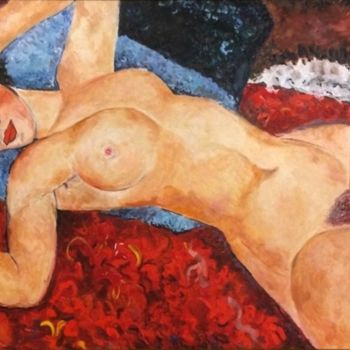 Pittura intitolato "Nudo sdraiato omagg…" da Antonia Calianno (Muscèt), Opera d'arte originale, Olio