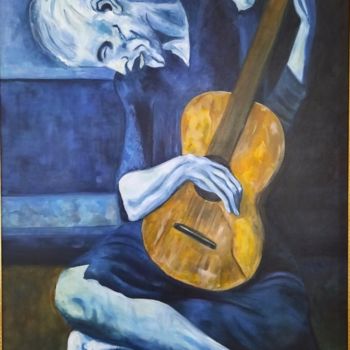 Pittura intitolato "Ceco co la chitarra…" da Antonia Calianno (Muscèt), Opera d'arte originale, Olio