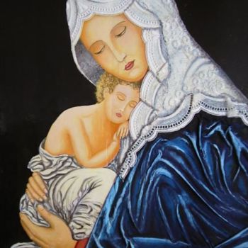 Painting titled "Madonna con Bambino" by Luigi Torre, Original Artwork