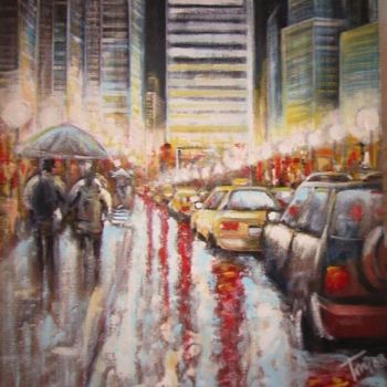 Pintura intitulada "Pioggia urbana" por Luigi Torre, Obras de arte originais