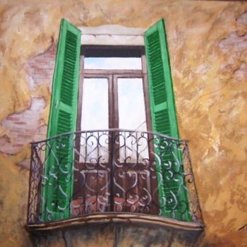 Schilderij getiteld "Balcone 2" door Luigi Torre, Origineel Kunstwerk