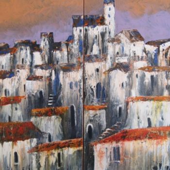 Pittura intitolato "Borgo" da Luigi Torre, Opera d'arte originale, Olio