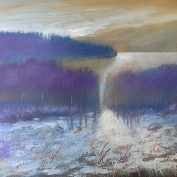 Pintura intitulada "Inverno sul lago" por Luigi Torre, Obras de arte originais